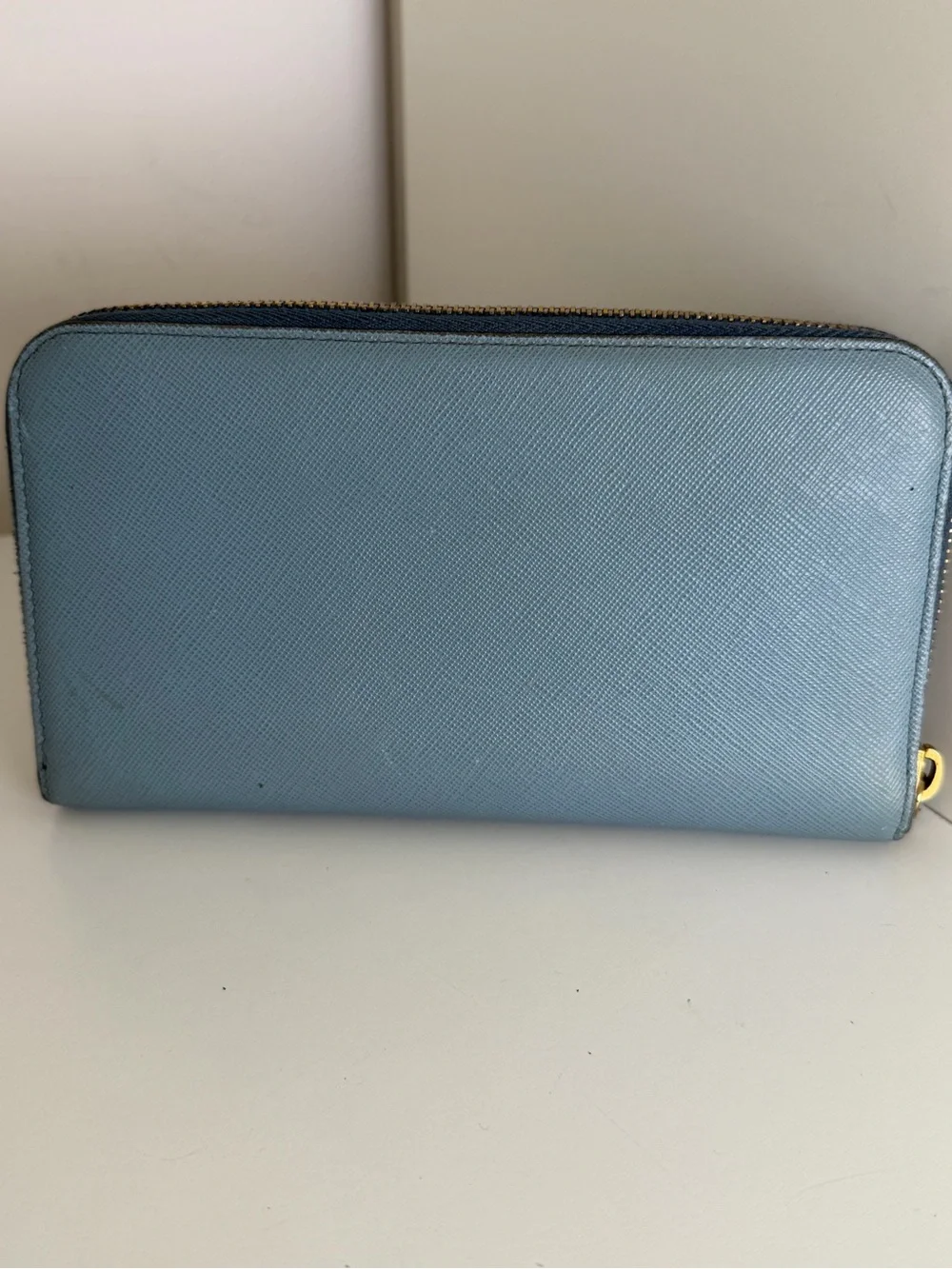 Authentic Prada Saffiano Bow Zip Around Wallet – Light Blue - Picture 5 of 6